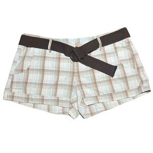 Y2K Maurice's Plaid‎ Shorts With Belt Women's Waist Size 34 Inches